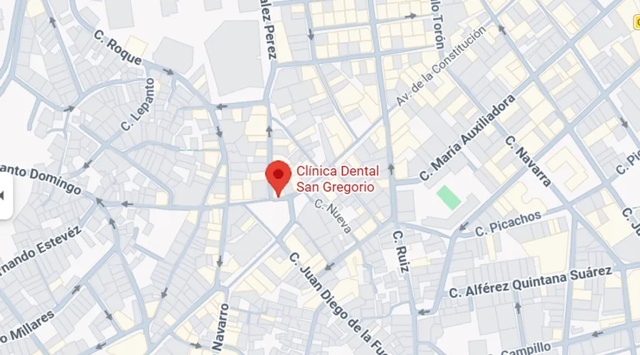 Mapa de calles con la ubicación de la Clínica Dental San Gregorio en Plaza de San Gregorio, 19, Telde
